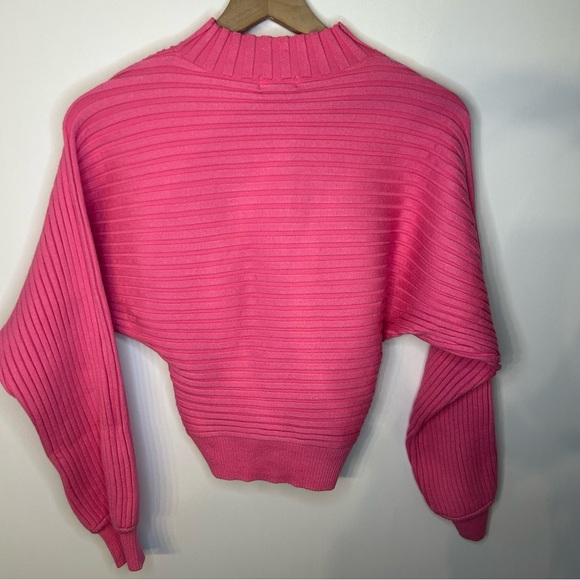 *NWT* Fate So Loved Sweater in Bright Pink, Size Small, Ribbed Knit, Mock Neck - Picture 7 of 10